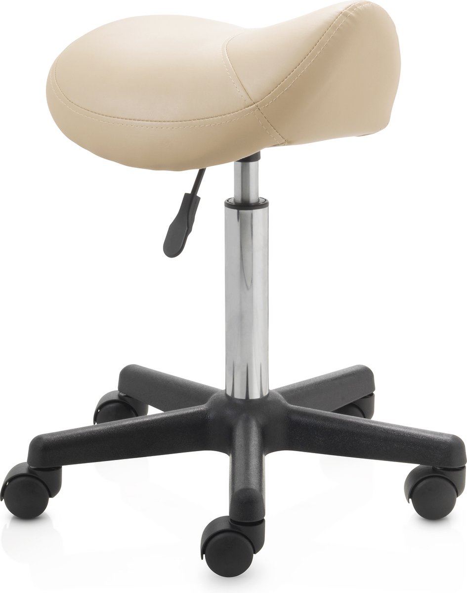 ZenGrowth ergonomische zadelkruk met middelhoge gasveer beige - Kapperskruk op zachte wielen – Zadelstoel - In hoogte verstelbaar - ZenGrowth - €76,00