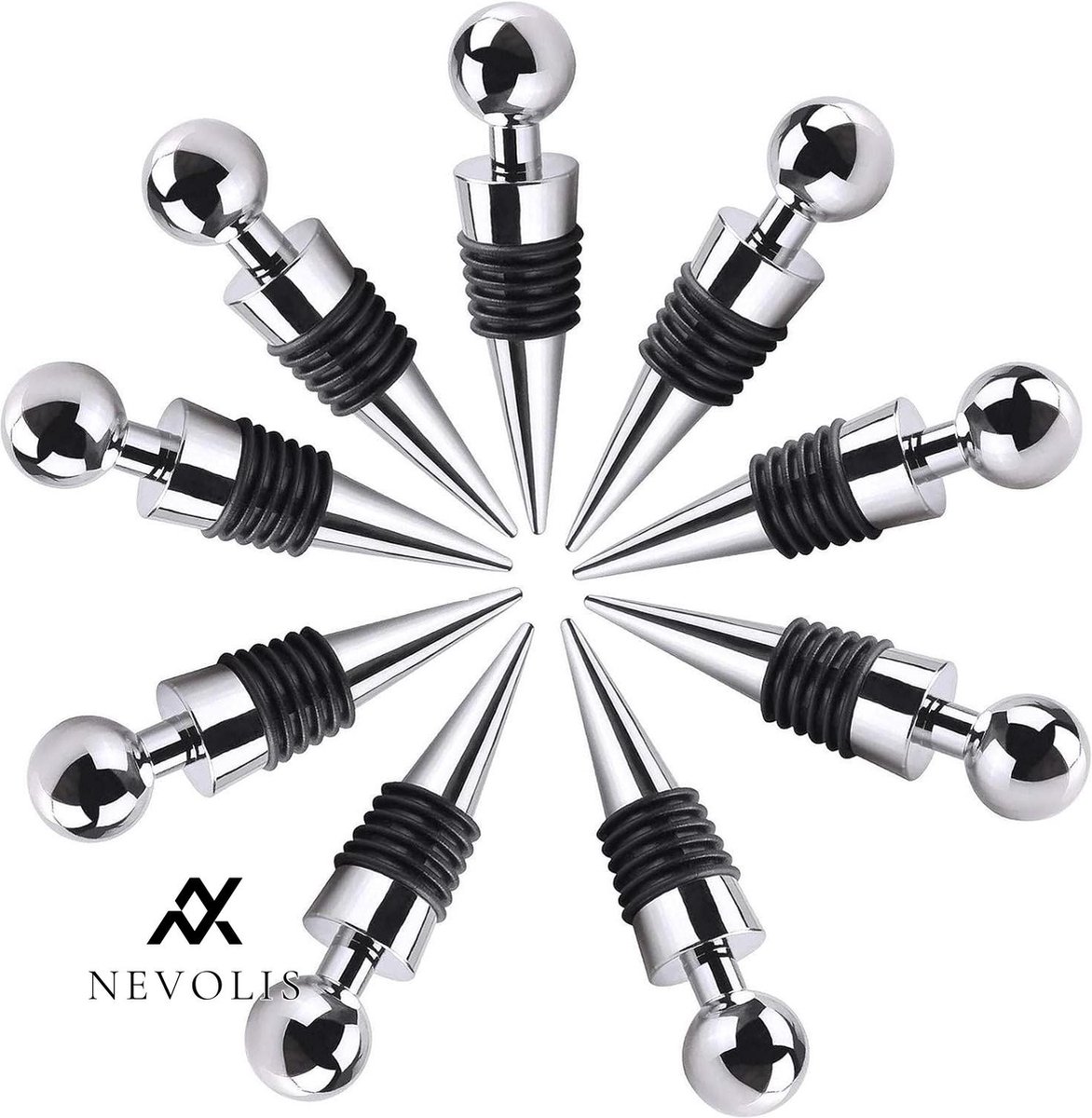 Nevolis Wine Stoppers - 10 Pieces Drinking Bottle Cap for Wine Collection Red Wine Champagne Beer Seal Saver .