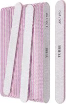 YUBBI 20 Stuks Dubbelzijdige Zebra Nagel Vijl- NagelVijl- Nail Files - Manicure Set - Nagelverzorging - 100/180 grit - Grijs