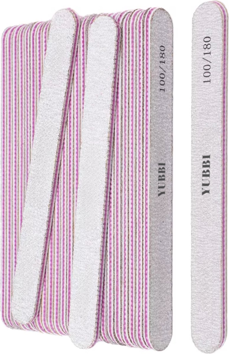 Goedkoopste YUBBI 20 Stuks Dubbelzijdige Zebra Nagel Vijl - Manicure Set - Nagelverzorging - 100/180 grit - Grijs