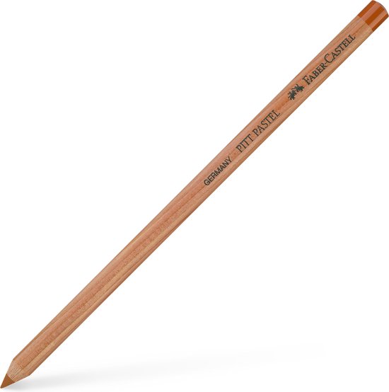 Oranje Faber-Castell Pitt Pastel potlood, houtkleurig met tekst "GERMANY PITT PASTEL FABER-CASTELL".