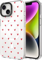 HappyCase Joy Hoesje | Geschikt voor Apple iPhone 14 / 13 | Compatibel met MagSafe | Back Cover | Hartjes Rood | Love Hearts Print