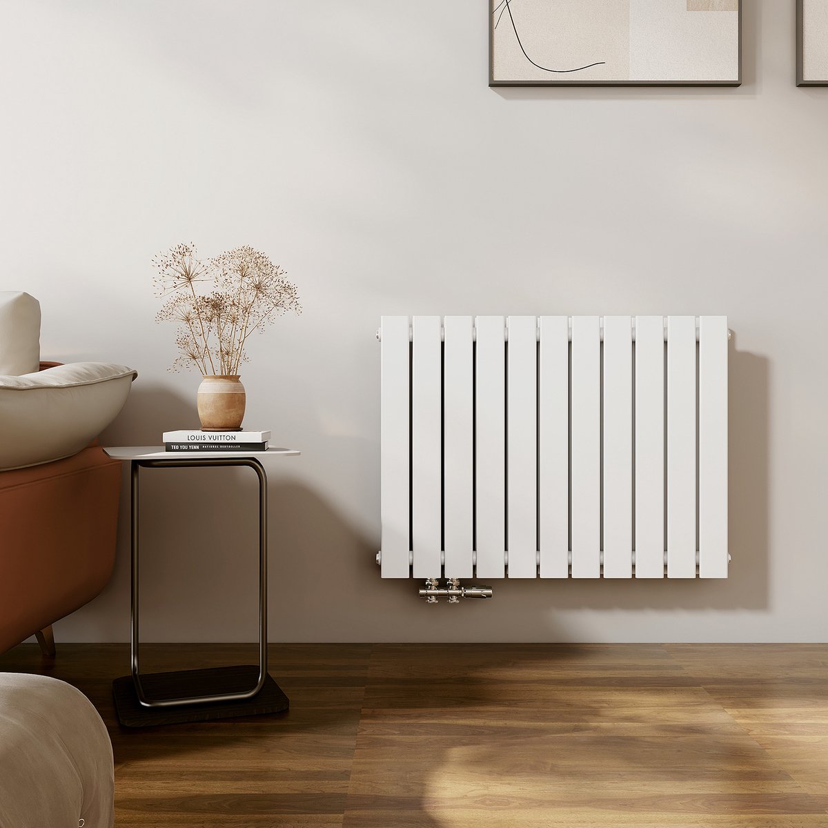 EMKE Radiator - Dubbel-Laags Plat - Glanzend Wit - 63x85 cm - 1136 W - Kolomradiator Vertical - Verwarming voor Alle Ruimtes