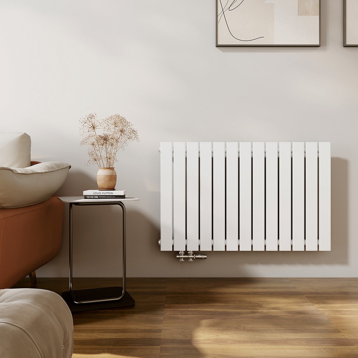EMKE Radiator - Plat Design - Glanzend Wit - 63x100 cm - 730 W - Kolomradiator Vertical - Verwarming voor Alle Ruimtes