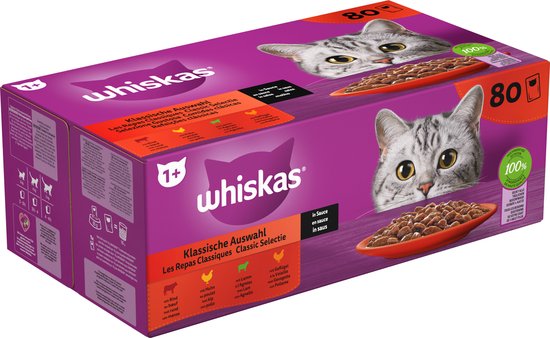 Whiskas Kattenvoer - Adult 1+ - Classic Selectie in Saus - 80x85g