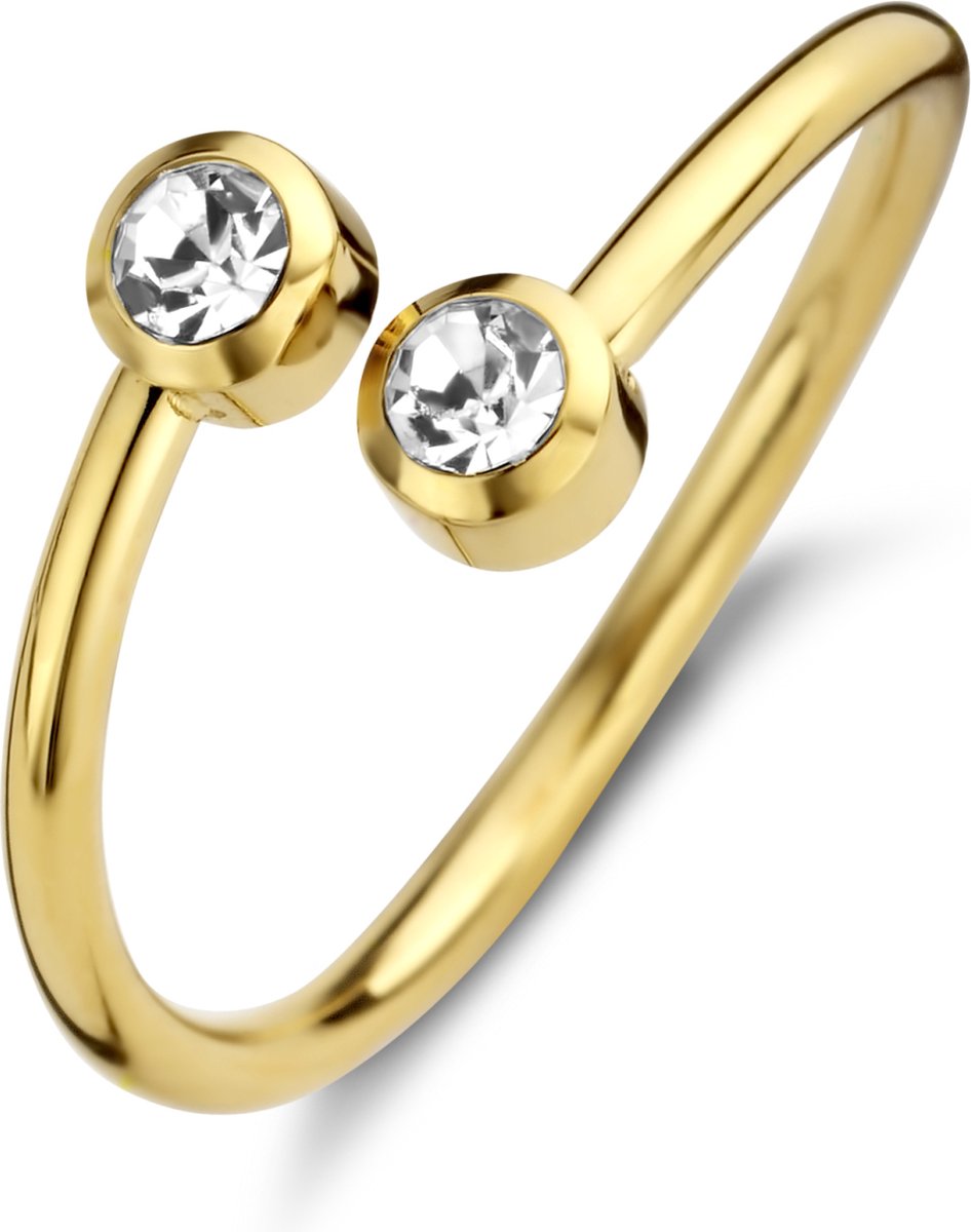 CO88 Collection Ring Dames - Staal - Zirkonia - Maat 52 - Goudkleurig - 8CR-10025-52