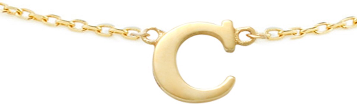 New Bling 9NBG-901C Gouden Armband met Letter C - 6mm - Ankerschakel - 16+1+1cm - Initiaal sieraad - 14 Karaat - Goud