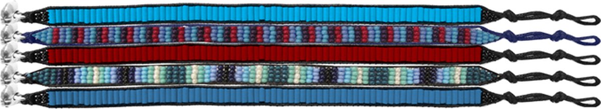Colori 4-SET006 Ibiza Style Armbanden - 20 cm - Blauw / Rood / Paars