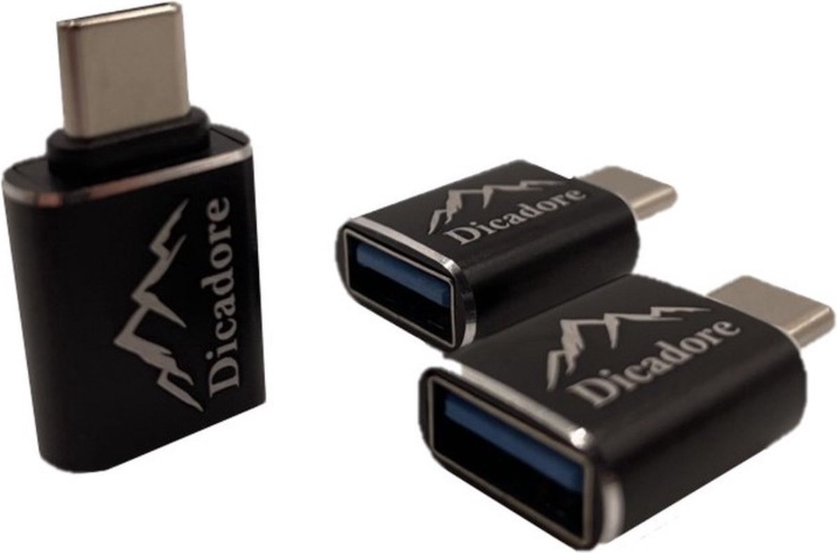 Dicadore - USB-C naar USB A Adapter (3-pack) – Universele USB C naar USB 3.0 converter - Compatibel met alle USB Type C Apparaten - USB-C naar USB 3.0