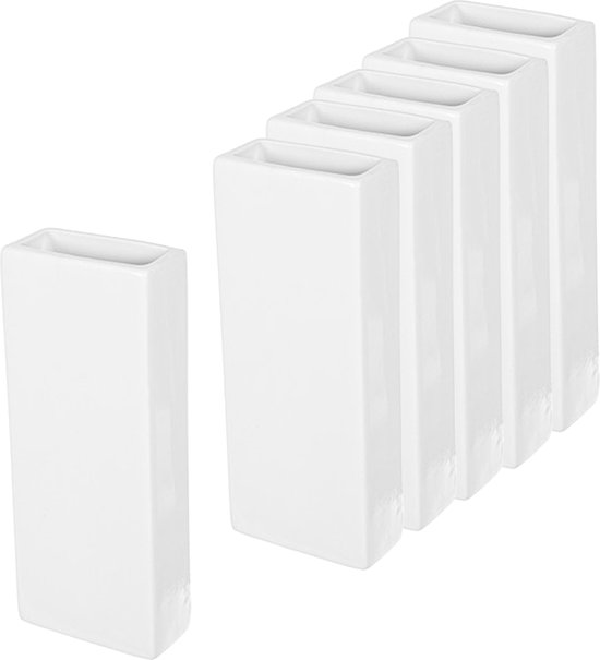 CM Waterverdampers set voor radiator - 6x stuks - wit - Dolomiet steen - 17 cm - luchtbevochtigers - voordeelpakket