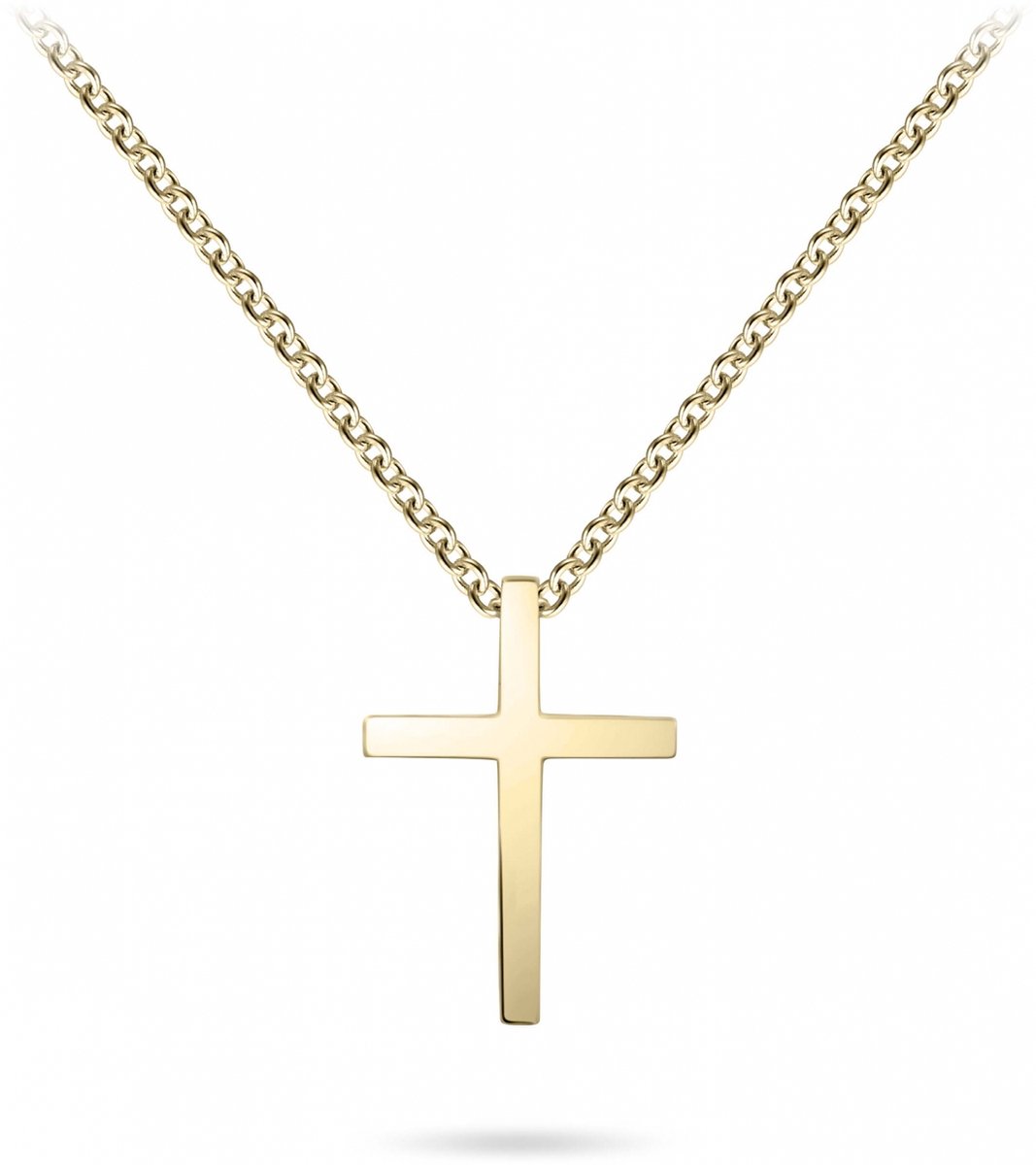 Gisser Jewels - Hanger incl. Collier - Kruis Vlak gepolijst - 15mm x 10mm - Lengte 42+5cm - Verguld Zilver 925 - N1092Y-42+5 - Sieraad - Dames - Ketting