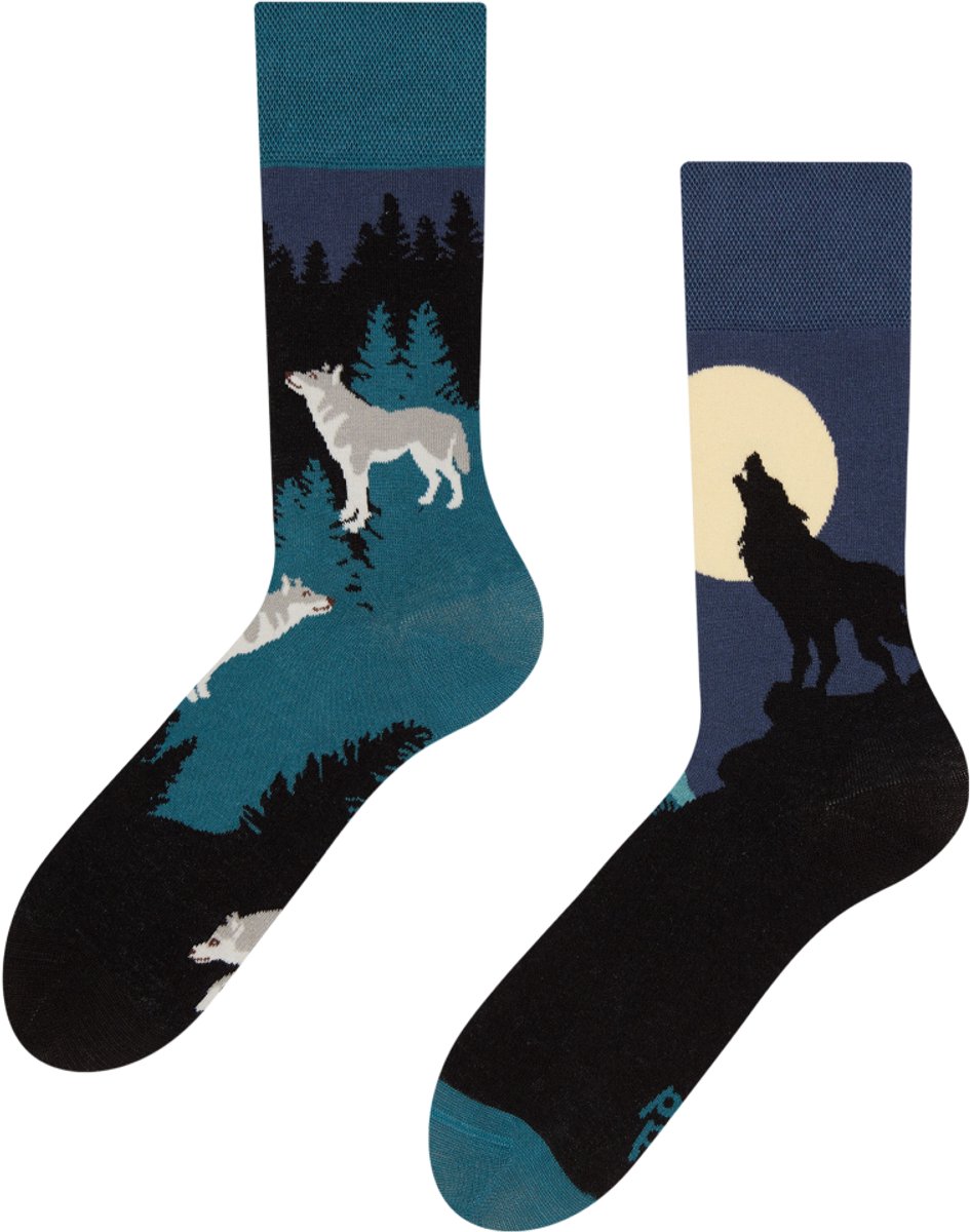 Mismatch Sokken Wolf met Maan 43-46
