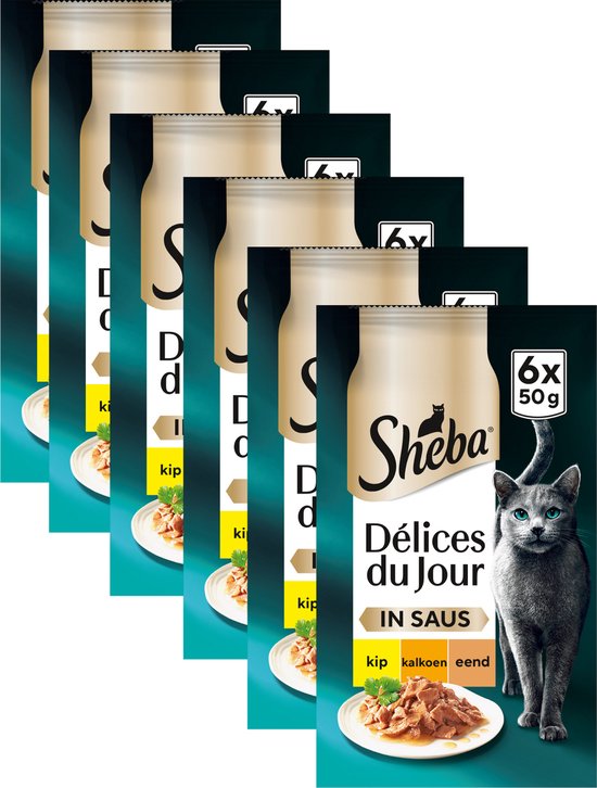 Sheba Kattenvoer - Delices du Jour - Gevogelte in Saus - Natvoer - 36x50g