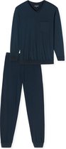 Schiesser Pyjama lang - Comfort Essentials - Heren Pyjamaset - nachtblauw