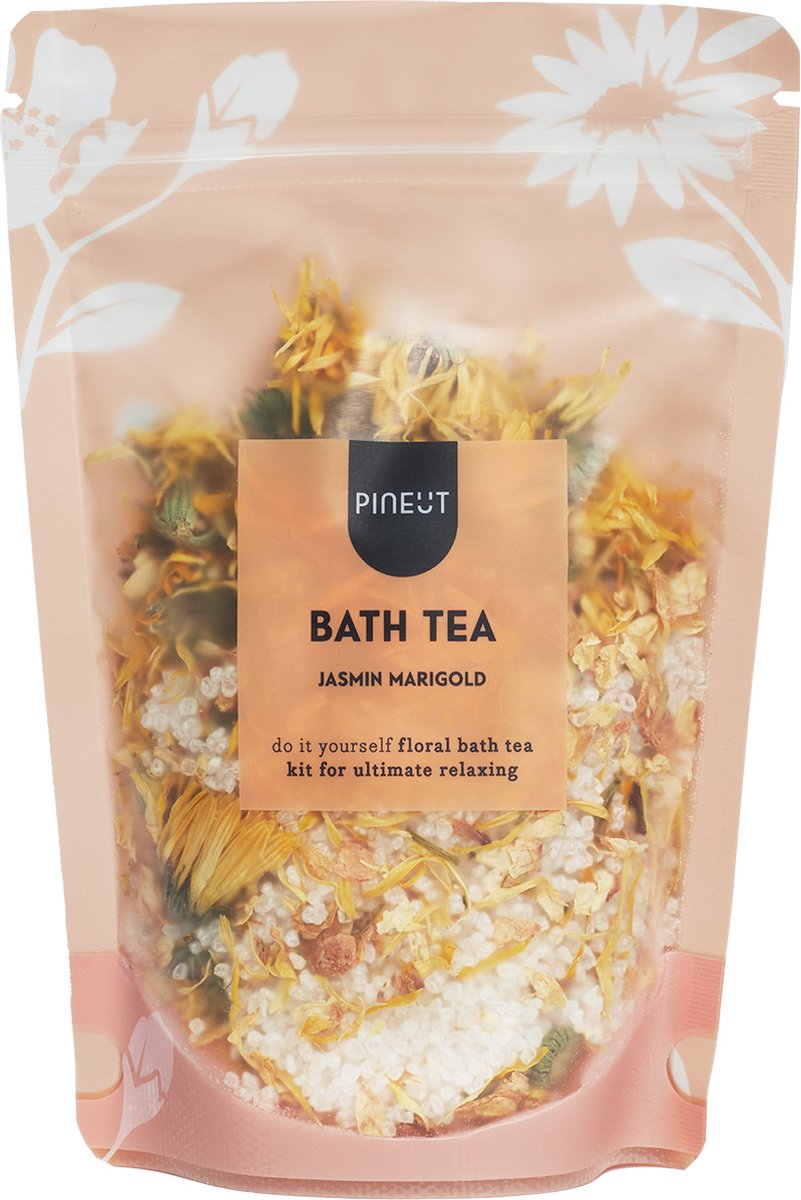 Pineut ® Bath Tea Jasmin Marigold - Pouchbag - Maak je eigen bad thee - Kruiden voor in bad - DIY Cadeau - Cadeau voor haar - Verwen Cadeau - Ontspannen Genieten
