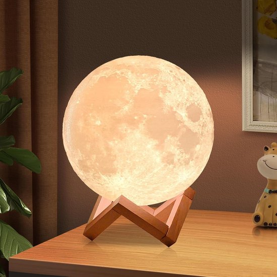 16 Kleuren - Maanlamp Upgrade - Nachtlamp Valentijnsdag voor Kinderen - Meisjes - Jongens - Tieners - Haar van Merkloos — afbeelding 4