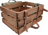 UNUS® Fietskrat in bruin met picknickkleed & fleshouder voor achterop