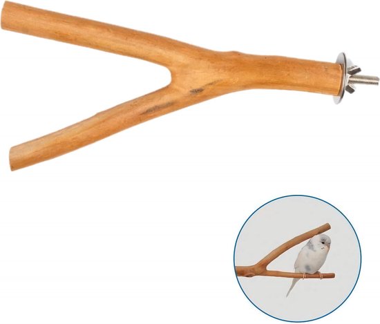 Foto: Nobleza vogel zitstok y model stok voor vogelkooi rododendron hout 1 stuks 20 cm