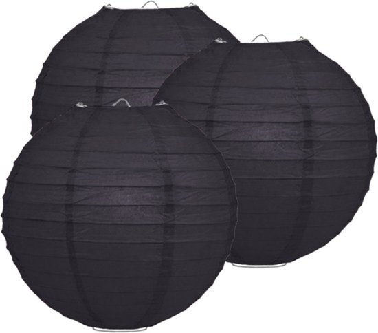 5x Lanternes boule de luxe noir 25 cm - Articles de fête Lampions - Décoration et décoration