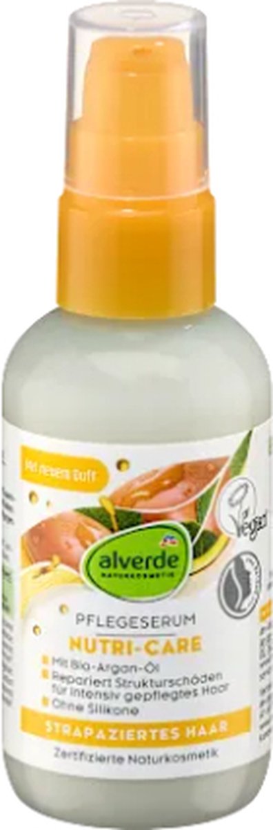 Alverde Naturkosmetik Nutri-Care Haarserum - 75 ml | Serum voor beschadigd haar - Bio-Arganolie - Vegan Haarserum - Siliconenvrij