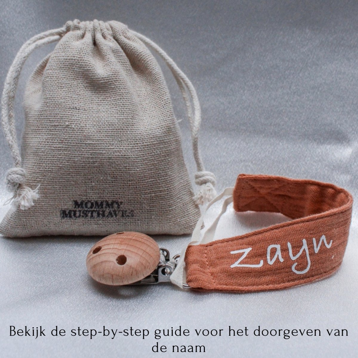 Goedkoopste Speenkoord met naam - katoen - roest bruin - houten knop - speenketting met naam - baby - gepersonaliseerd kraamcadeau - stof - jongen - meisje - fopspeen - accessoires baby - roest bruin - ZIE BESCHRIJVING VOOR HET DOORGEVEN VAN DE NAAM
