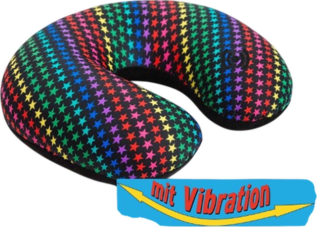 Kuschelmaxx Nekkussen met vibratiemassage - Reiskussen vliegtuig - Sterren print - Stevig & zacht - Mooie print - Gevuld met microgranulaat - Vormvast & wasbaar - Ideaal voor op reis - Koele & warme zijde