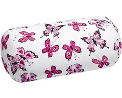 Kuschelmaxx Rolkussen - Sierkussen Rond Cilinder 17 x 33 cm - Vlinder-design - Stevig en zacht - Mooie print - Gevuld met microgranulaat - Vormvast & Wasbaar - Ideaal voor op de bank, bed, auto of op reis - Inclusief Wasnet