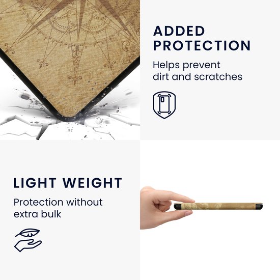 kwmobile e-reader hoesje geschikt voor Kobo Libra Colour hoes - E reader flip case met magnetische sluiting - Ereader cover - Vintage Travel design in bruin / lichtbruin van Merkloos — afbeelding 5