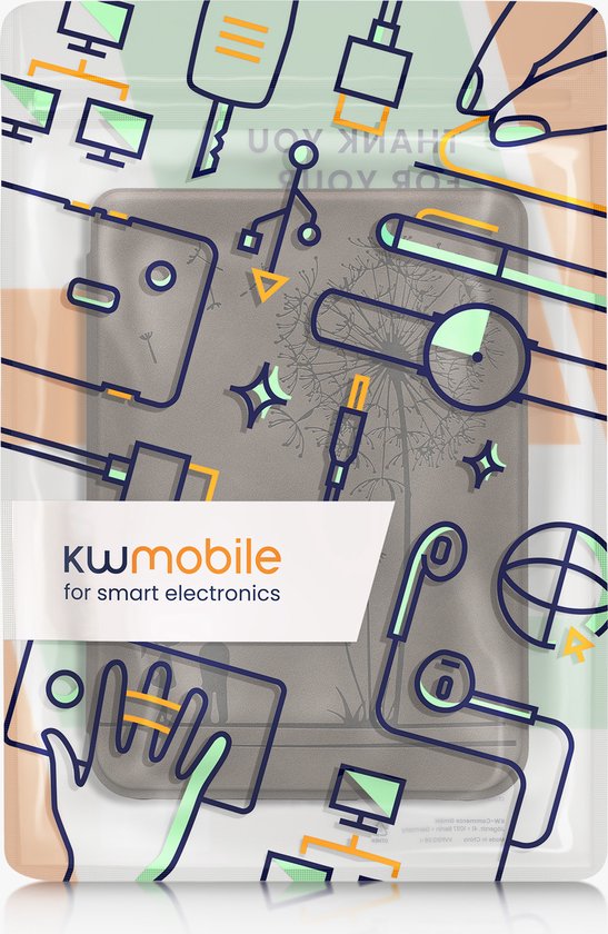 kwmobile e-reader hoesje geschikt voor Kobo Clara BW / Colour hoes - Ereader flip case met standaard - Kunstleren e reader cover - Paardenbloemen Liefde design in grijs van Merkloos — afbeelding 2
