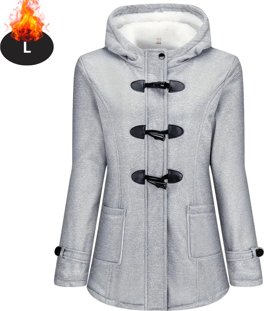 Nivard Winterjas Parka Dames Winter Jas Volwassen Stijlvol Lichtgrijs