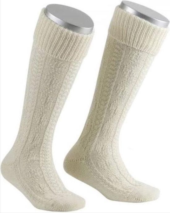 *** Oktoberfest - witte Tiroler kostuum kousen - Lederhose sokken voor heren - overknie kousen - van Heble® ***