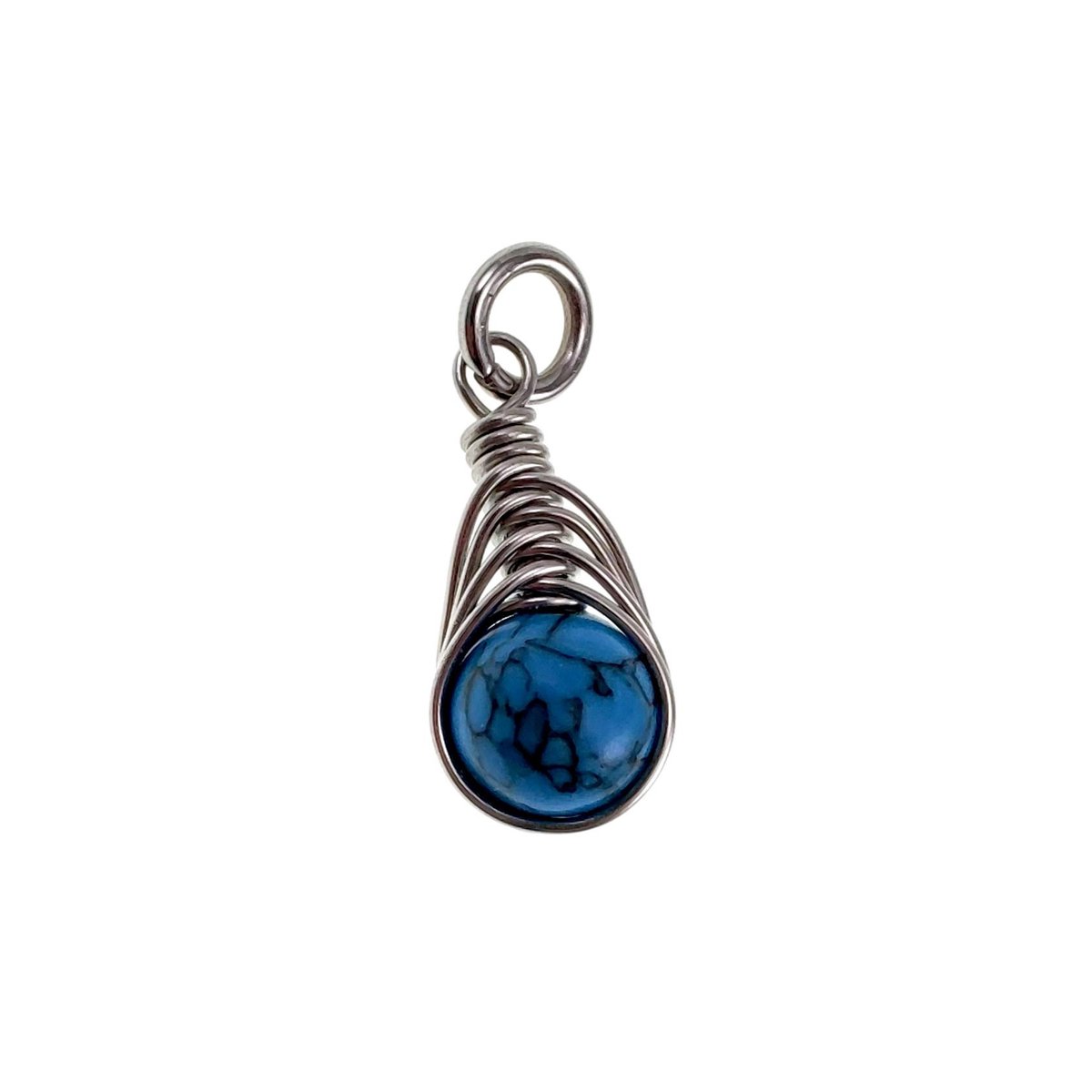 30mm x 10mm Turquoise Steen Hanger Dames - RVS - Handgemaakt Visgraattechniek Natuursteen Hanger