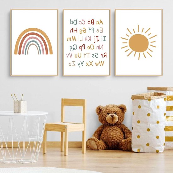 Set van 3 posters voor kinderkamer decoratie voor meisjes en jongens 