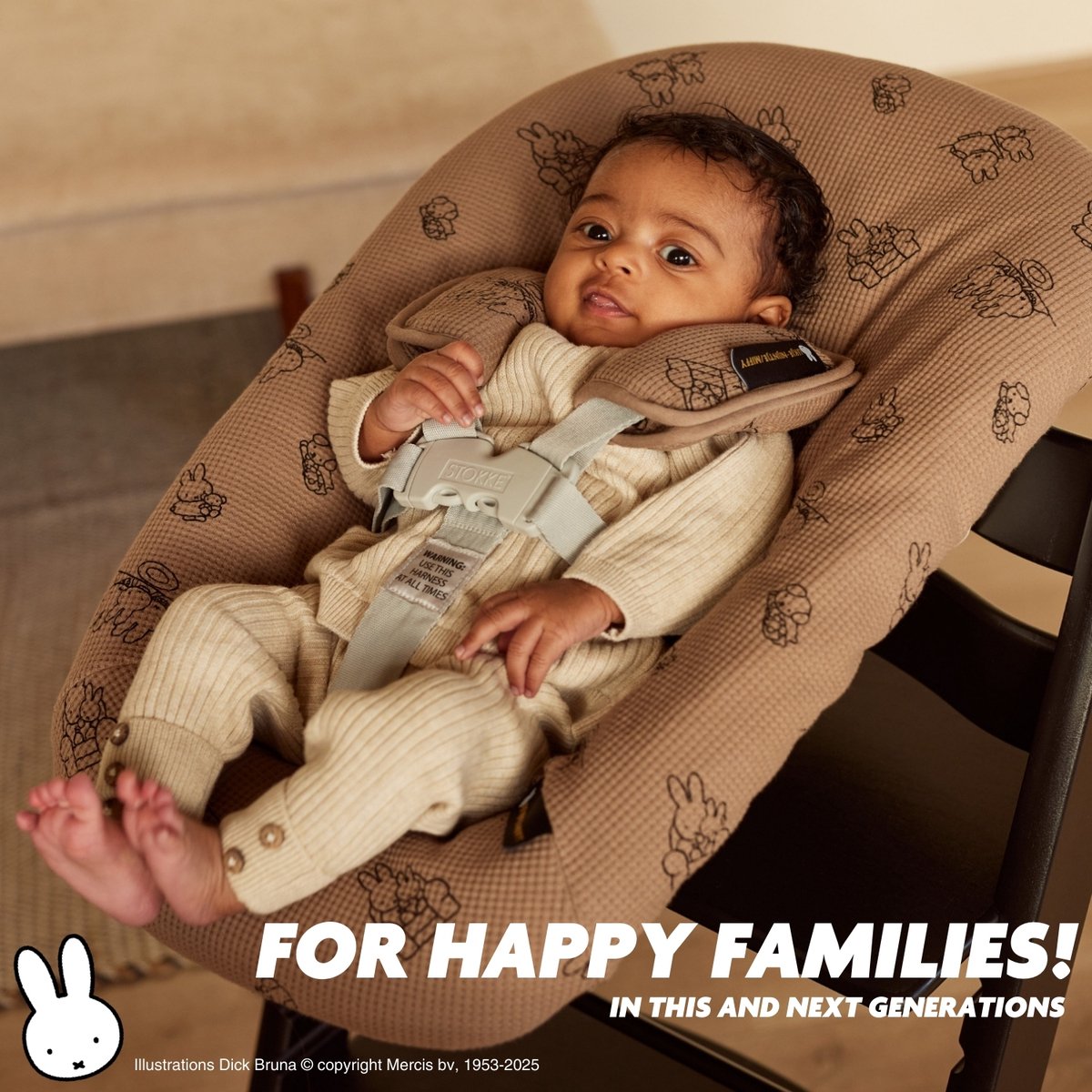 Ukje - Nijntje Newborn Hoes Tripp Trapp - Voor Stokke Kidsmill Novi Kaos Newborn Set - Veilig getest Oeko-Tex - Waterdichte binnenkant - Met Gordelbeschermers - Taupe Nijntje – foto 4