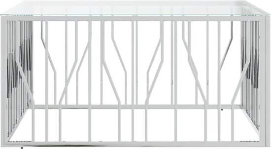 vidaXL Salontafel - 100 x 100 x 50 cm - Table basse en acier inoxydable et verre - Table en acier inoxydable - Table Design - Table basse moderne - Table basse