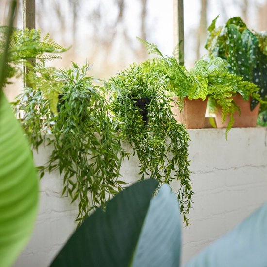 Emerald - Kunst Hangplant in pot Bamboe 50cm - Kunstplant voor binnen