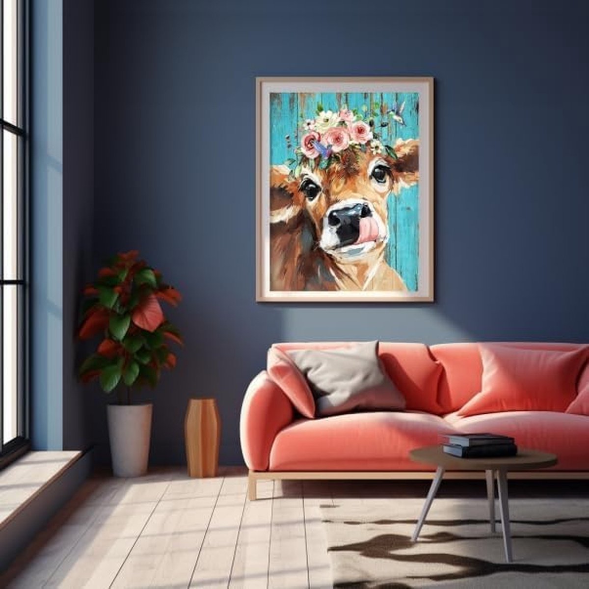 BOTC Diamond Painting Volwassenen - Diamond Painting Kinderen - Diamond Painting Pakket Volledig - 30x40CM - Bloemen en koeien — afbeelding 5