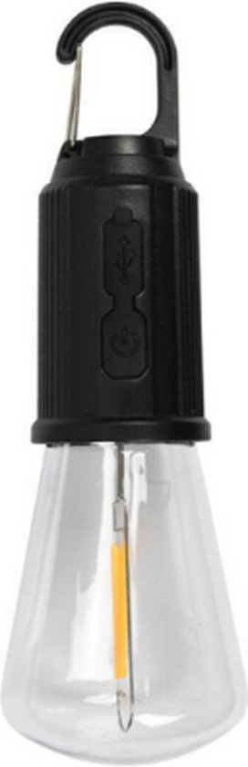Lampe de camping - Comprend mousqueton - Rechargeable - Lampe de tente - avec câble USB C - Lampe de camping rechargeable - 100 Lumen - 3 intensités lumineuses -