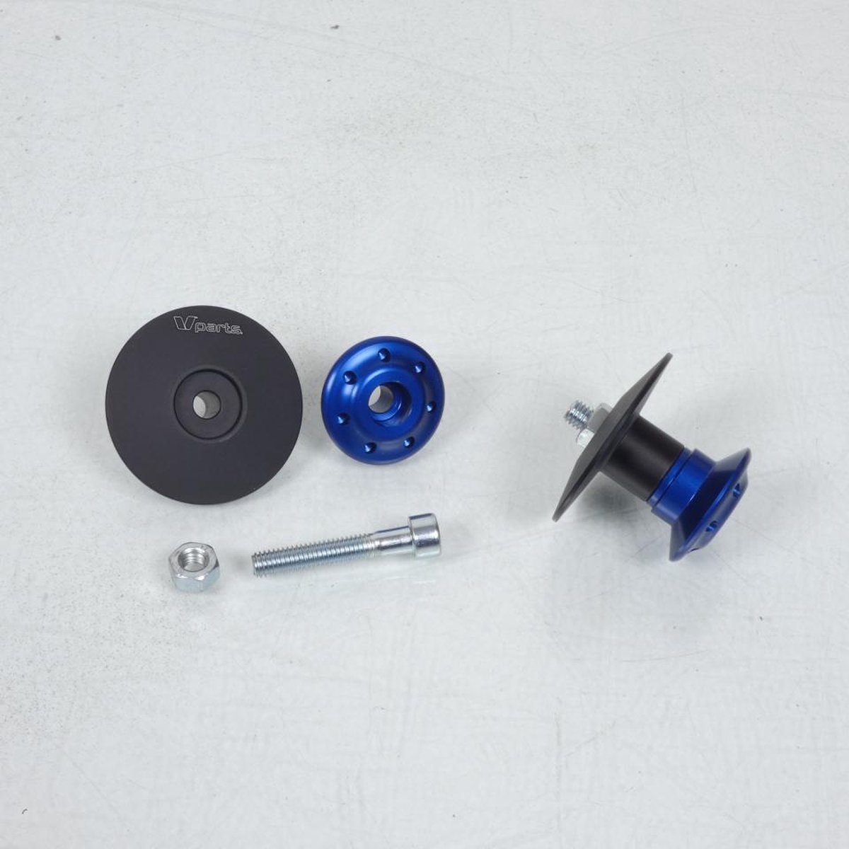 Paire de diabolo aluminium Bleu M6 pas 100 Vparts pour moto Neuf