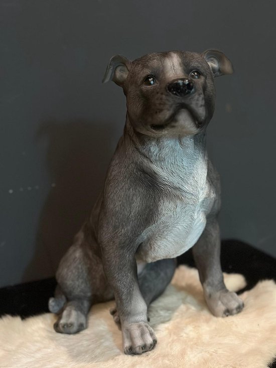 Goodyz - Huisdieren - Honden - Stafford - zittend - kleur Grijs/Blauw - 35cm hoog