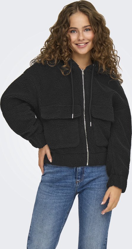 Only Jas Onltanja Teddy Hood Jacket Otw Noos 15335779 Black Dames Maat - M
