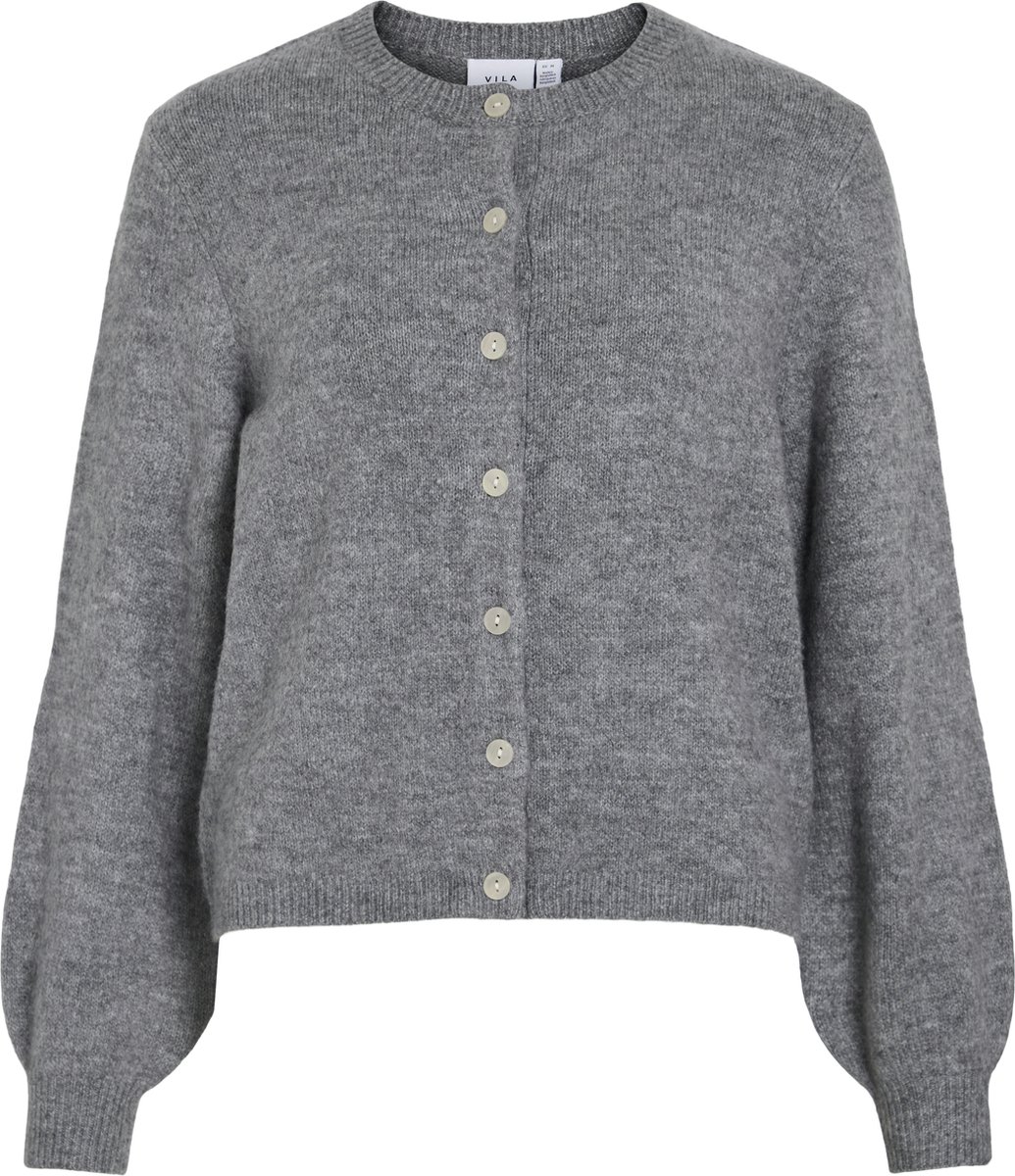 Vila Vest Vigladys O-neck L/s Knit Cardigan/t 14112178 Medium Grey Melange Dames Maat - M