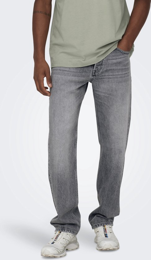 Jeans ONLY & SONS Onsedge Straight Box - Vaqueros Rectos Para Hombre, Talle Alto, Estilo Casual