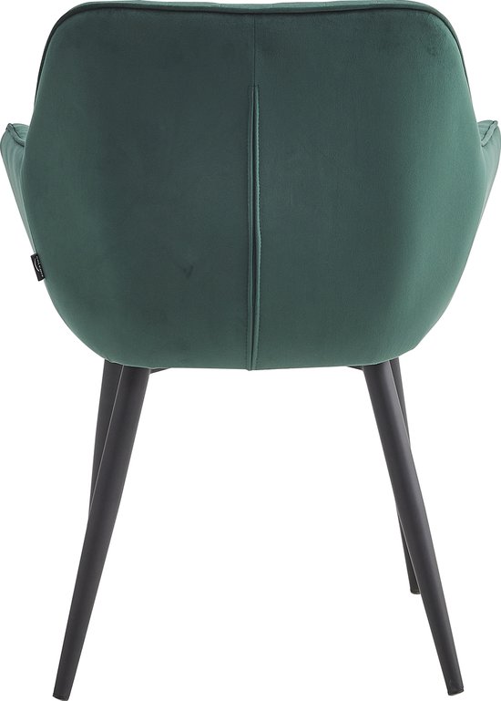 Colenis® - Chaise de salle à manger Luna - Set de 4 - Vert - Velours - Avec accoudoirs