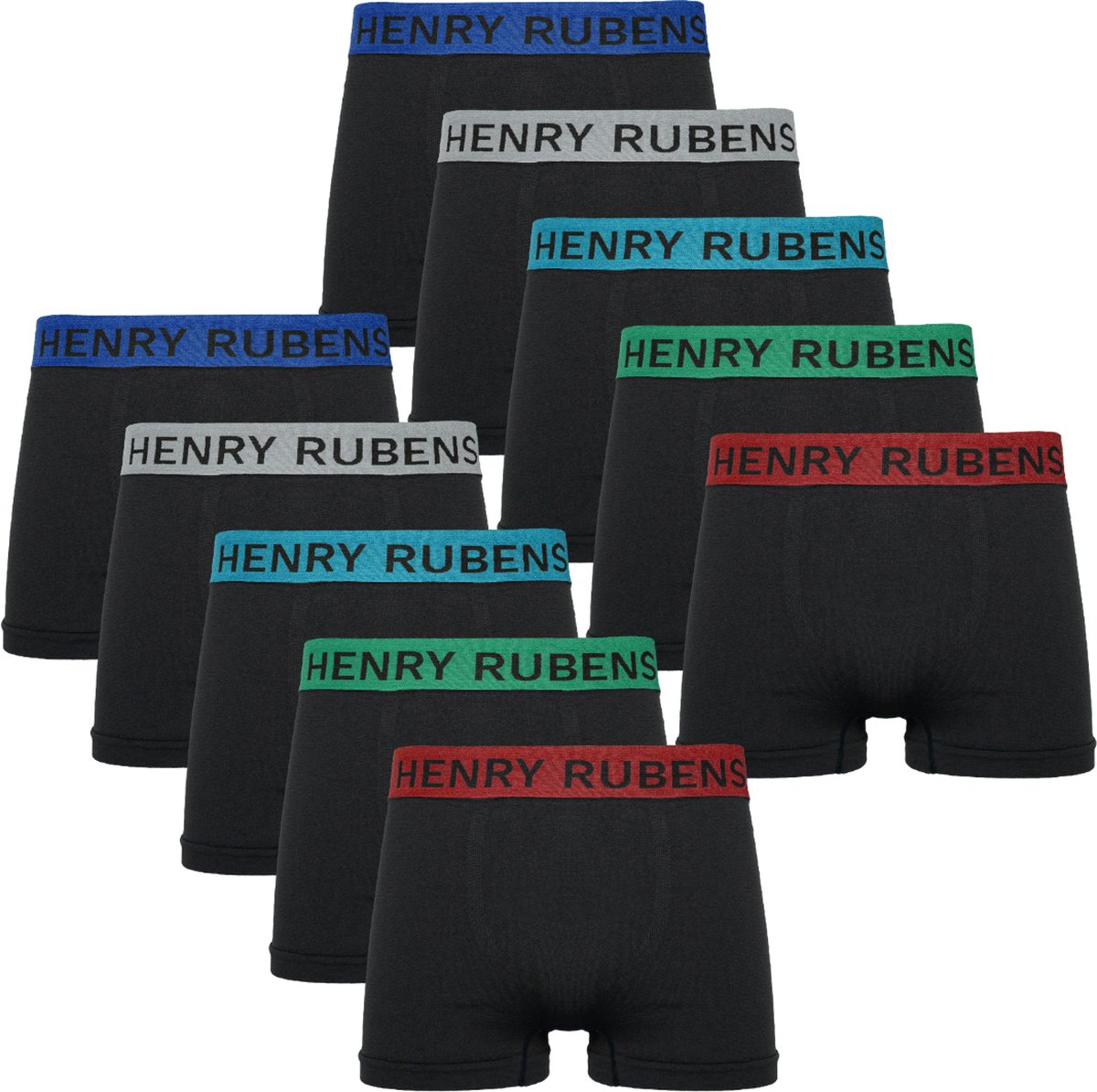 Henry Rubens - Heren Boxershorts - Microfiber - Naadloos - 10-Pack - Zwart - Mix Band - Maat XL/XXL