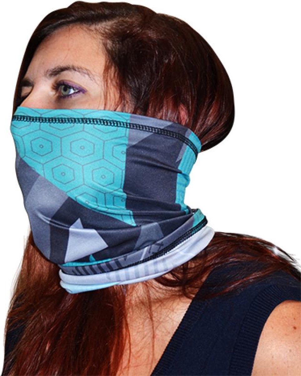 trendy nekwarmer voor in de auto neck tube grey blue shape model 6 nieuw