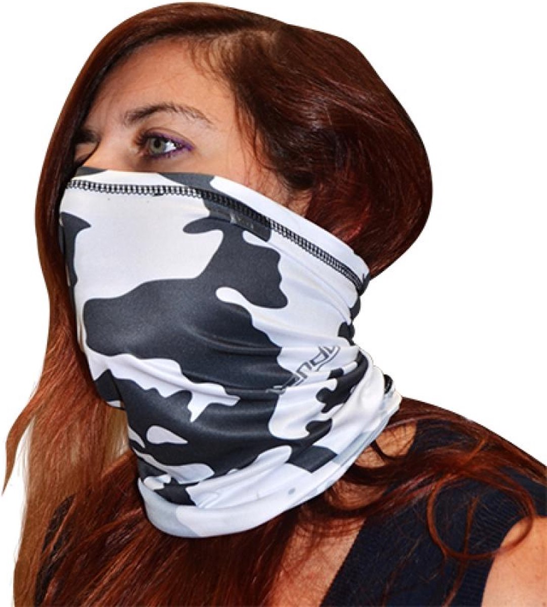 trendy nekwarmer voor in de auto, camouflage wit/grijs, model 3, nieuw