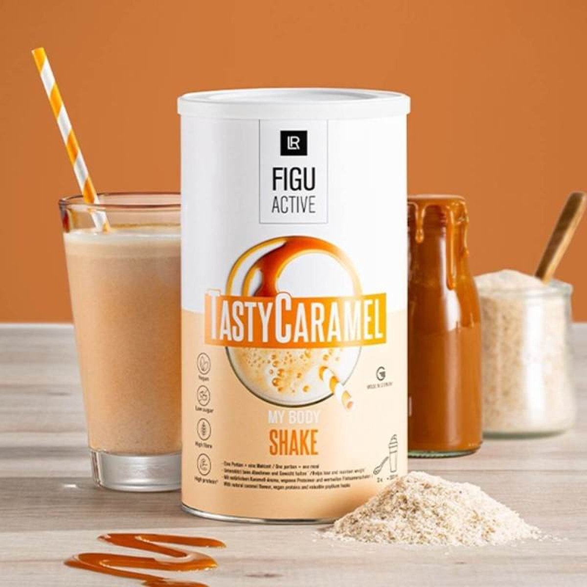 LR figuactive Shake Tasty Caramel smaak. Bodymission Figuactive. Afslank. Maaltijdvervanger