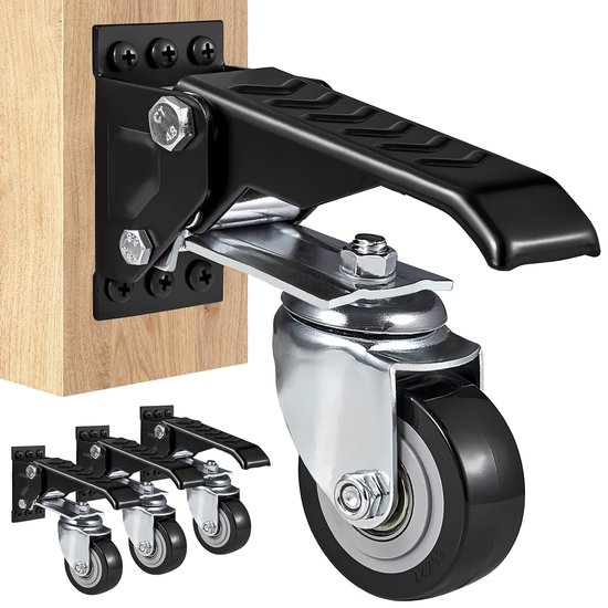 Transportwielen 100mm - Set van 4 - Zware wielen met rem - Industriële