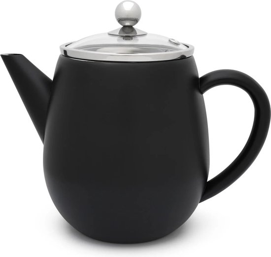 Bredemeijer - Theepot Duet Eva 1,1L mat zwart met filter - - Dubbelwandig